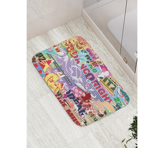 Коврик противоскользящий JoyArty "Части журнала" для ванной, сауны, бассейна, bath_17698 1