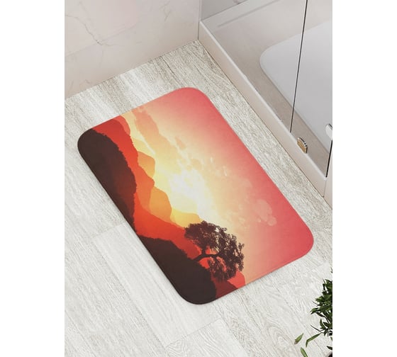 Коврик противоскользящий JoyArty "Пламенный закат" для ванной, сауны, бассейна, bath_17333