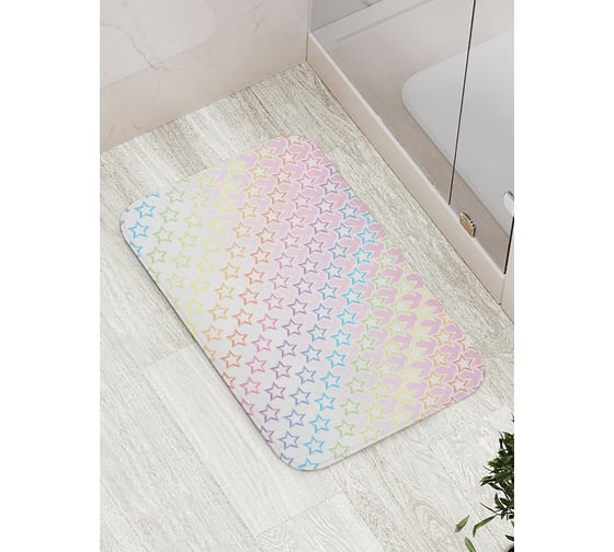 Коврик противоскользящий JoyArty "Радужные звезды" для ванной, сауны, бассейна, bath_18385 1