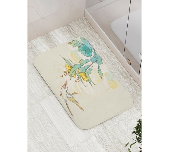 Коврик противоскользящий JoyArty "Солнечная колибри" для ванной, сауны, бассейна, bath_17107