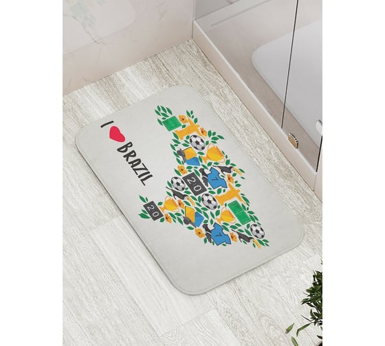 Коврик противоскользящий JoyArty "Промышленная карта Бразилии" для ванной, сауны, бассейна, bath_6716 1