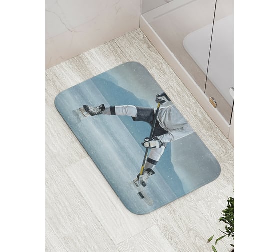 Коврик противоскользящий JoyArty "Хокеист на озере" для ванной, сауны, бассейна, bath_7269