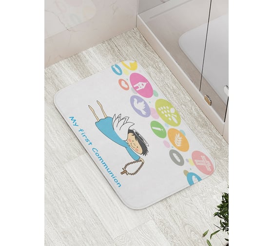 Коврик противоскользящий JoyArty "Беспечный ангел с крестом" для ванной, сауны, бассейна, bath_9585 1