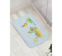 Коврик противоскользящий JoyArty "Цветные континенты" для ванной, сауны, бассейна, bath_6999