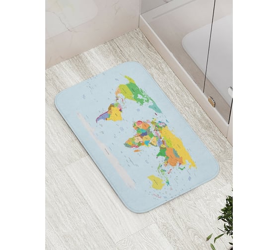 Коврик противоскользящий JoyArty "Цветные континенты" для ванной, сауны, бассейна, bath_6999