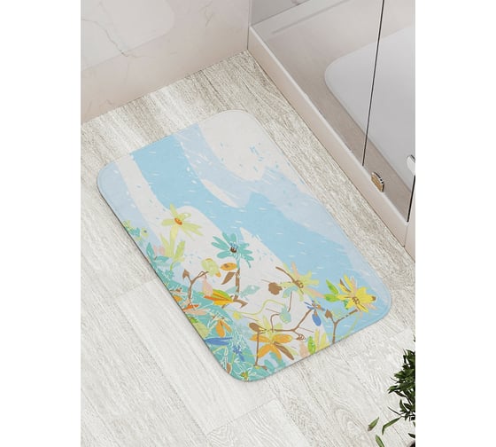 Коврик противоскользящий JoyArty "Дождь и цветы" для ванной, сауны, бассейна, bath_5104 1