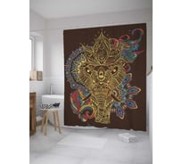 Штора (занавеска) для ванной JoyArty "Священный Ганеша" из сатена, 180х200 см с крючками, sc_32573