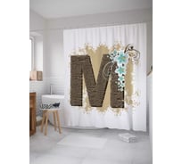 Штора (занавеска) для ванной JoyArty "Цветочная m" из сатена, 180х200 см с крючками, sc_4045M