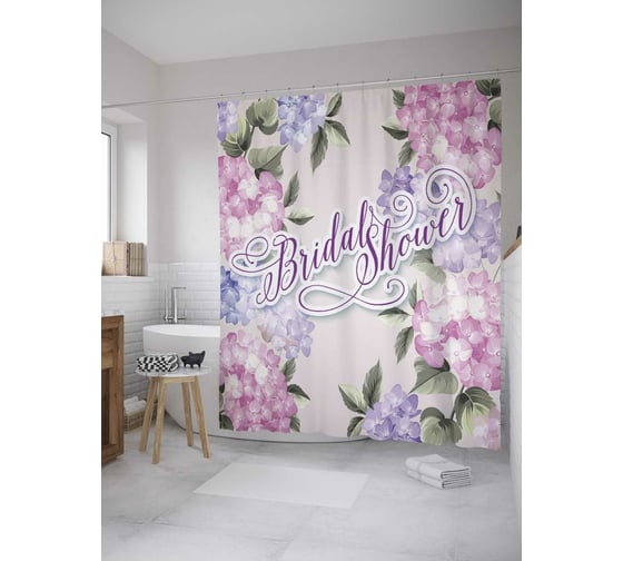 Штора (занавеска) для ванной JoyArty "Очаровательный девичник" из сатена, 180х200 см с крючками, sc_34495 1