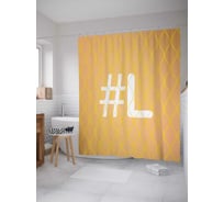 Штора (занавеска) для ванной JoyArty "Оранжевая l с хештэгом" из сатена, 180х200 см с крючками, sc_3998somonL