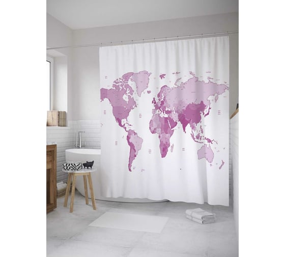 Штора (занавеска) для ванной JoyArty из сатена, 180х200 см с крючками, sc_35529