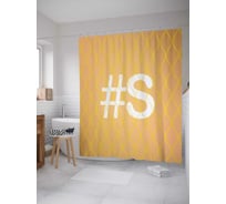 Штора (занавеска) для ванной JoyArty "Оранжевая s с хештэгом" из сатена, 180х200 см с крючками, sc_3998somons