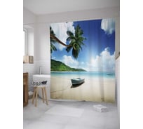 Штора (занавеска) для ванной JoyArty "Лодка на песке" из сатена, 180х200 см с крючками, sc_32217