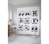 Штора (занавеска) для ванной JoyArty "Эмоции по глазам" из сатена, 180х200 см с крючками, sc_55044