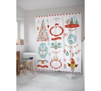 Штора (занавеска) для ванной JoyArty "Праздник Рождества" из сатена, 180х200 см с крючками, sc_53290