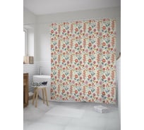 Штора (занавеска) для ванной JoyArty "Цветущая поляна" из сатена, 180х200 см с крючками, sc_52436