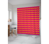 Штора (занавеска) для ванной JoyArty "Двухцветный контраст зигзагов" из сатена, 180х200 см с крючками, sc_54954