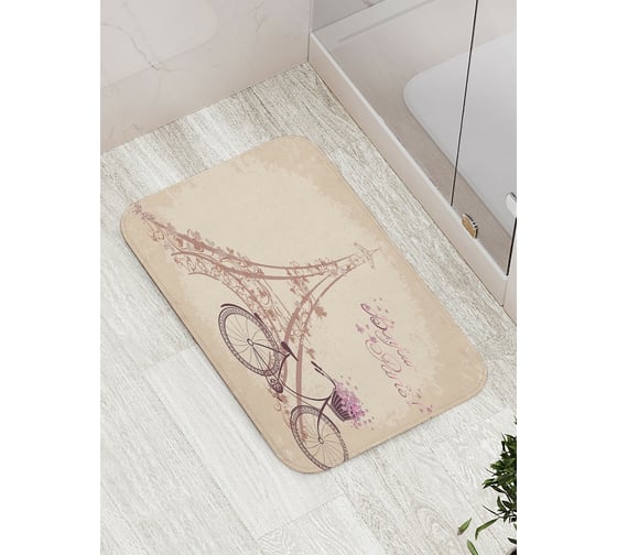 Коврик противоскользящий JoyArty "На велосипеде в Париж" для ванной, сауны, бассейна, bath_1438 1