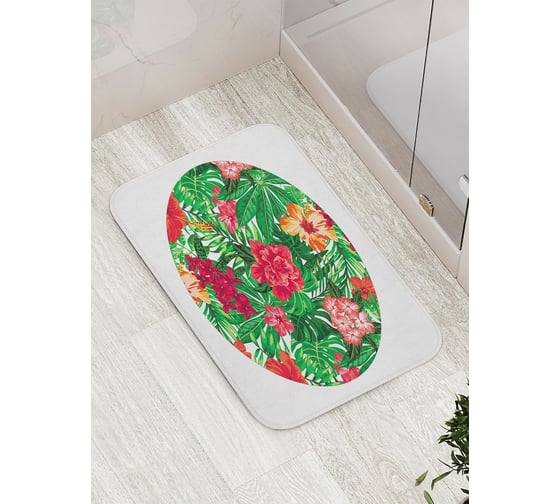 Коврик противоскользящий JoyArty "Тропические цветы" для ванной, сауны, бассейна, bath_50048 1
