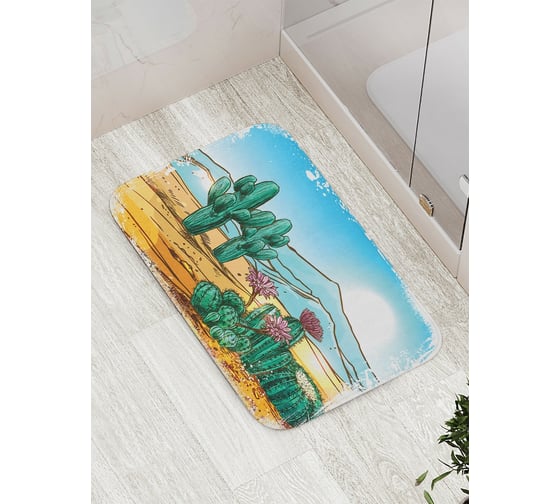 Коврик противоскользящий JoyArty "Вечер возле кактусов" для ванной, сауны, бассейна, bath_26551