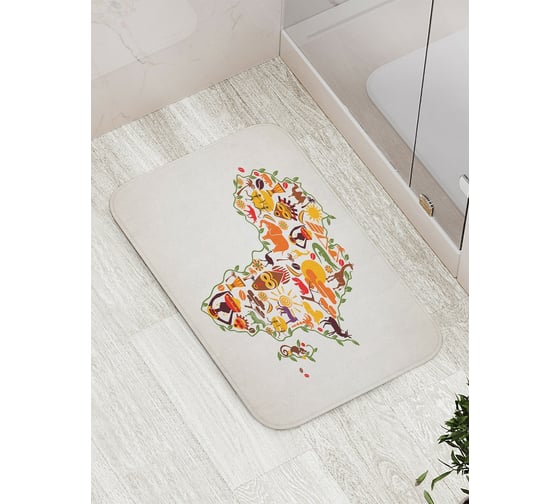 Коврик противоскользящий JoyArty "Ассоциативная карта Африки" для ванной, сауны, бассейна, bath_17554