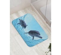 Коврик противоскользящий JoyArty "Любопытство дельфинов" для ванной, сауны, бассейна, bath_7247