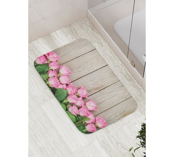 Коврик противоскользящий JoyArty "Розы на деревянных досках" для ванной, сауны, бассейна, bath_10582 1