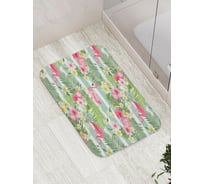 Коврик противоскользящий JoyArty "Фламинго с цветами" для ванной, сауны, бассейна, bath_14665