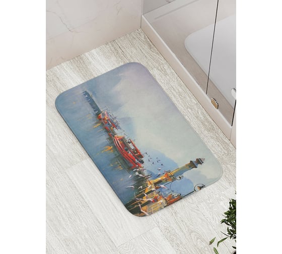 Коврик противоскользящий JoyArty "Туманный причал" для ванной, сауны, бассейна, bath_15107 1