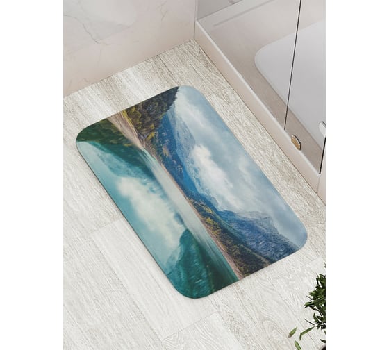 Коврик противоскользящий JoyArty "Река несет в горы" для ванной, сауны, бассейна, bath_15184