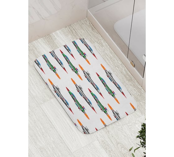 Коврик противоскользящий JoyArty "Парад истребителей" для ванной, сауны, бассейна, bath_15630