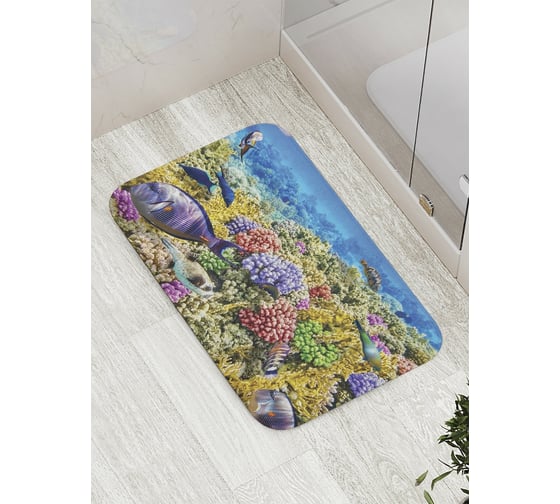 Коврик противоскользящий JoyArty "Коралловые холмы" для ванной, сауны, бассейна, bath_9232