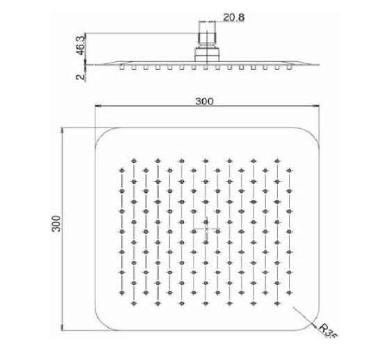 Верхний душ Paini 50CR759UPQ30E квадратный, 300x300 мм, металл, ультратонкий, хром 17594
