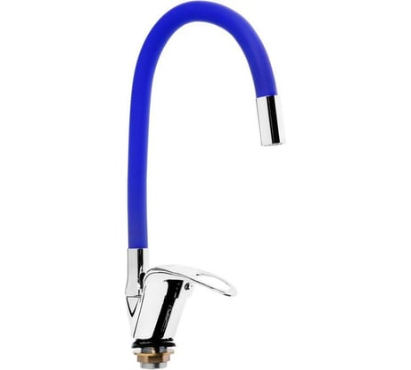 Смеситель для кухни ZEIN 2112, однорычажный, гибкий излив, картридж 40 мм, синий/хром 5478292