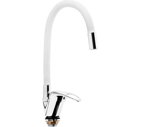 Смеситель для кухни ZEIN 2110, однорычажный, гибкий излив, картридж 40 мм, белый/хром 5478290