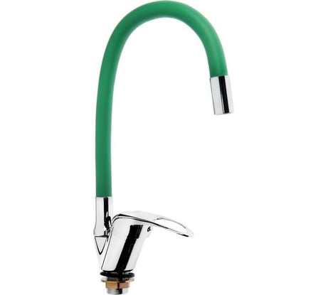 Смеситель для кухни ZEIN 2109, однорычажный, гибкий излив, картридж 40 мм, зеленый/хром 5478289