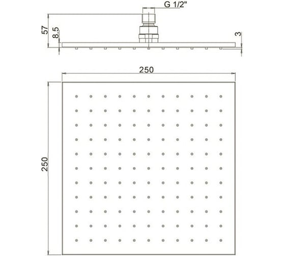 Верхний душ Paini 50CR759Q25EA квадратный 250x250 мм, латунь, хром 17587