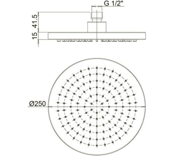 Верхний душ Paini 50CR759TCARE25E круглый 250 мм, пластик, хром 17590