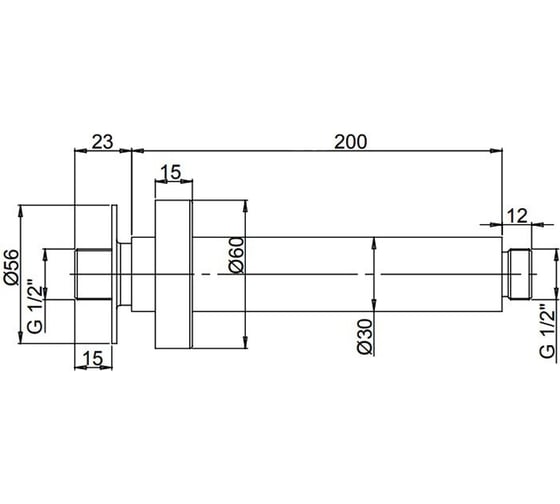 Потолочный держатель для верхнего душа Paini 50PZ744T620BI круглый, длина 200 мм, чёрный PVD 31439