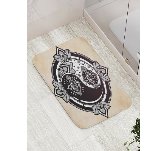 Коврик противоскользящий JoyArty "Инь и ян в цветах" для ванной, сауны, бассейна, bath_18592 1