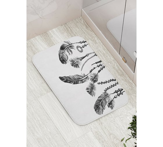 Коврик противоскользящий JoyArty "Тоскующие перья" для ванной, сауны, бассейна, bath_17051