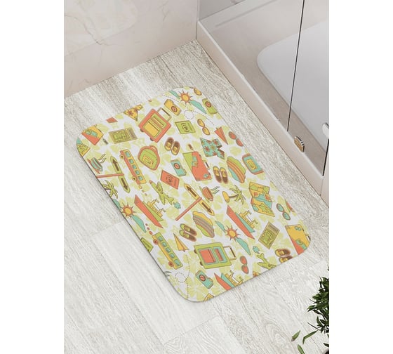 Коврик противоскользящий JoyArty "Готовность к путешествиям" для ванной, сауны, бассейна, bath_6608