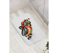Коврик противоскользящий JoyArty "Яркий мотоциклист" для ванной, сауны, бассейна, bath_17778
