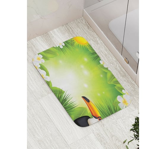 Коврик противоскользящий JoyArty "Тукан и солнце" для ванной, сауны, бассейна, bath_18155