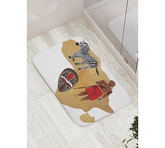 Коврик противоскользящий JoyArty "Африканец и зебра" для ванной, сауны, бассейна, bath_15366 1