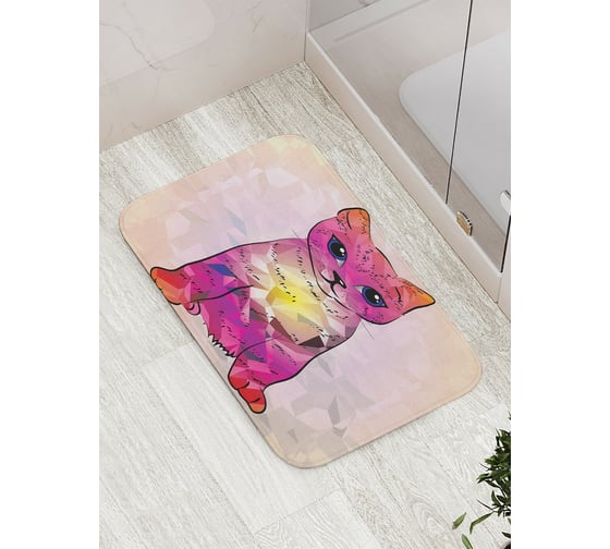 Коврик противоскользящий JoyArty "Красочный кот" для ванной, сауны, бассейна, bath_15577