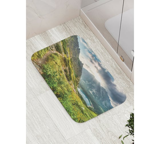 Коврик противоскользящий JoyArty "Горная тропинка над рекой" для ванной, сауны, бассейна, bath_15292