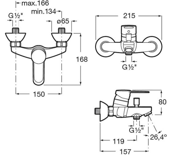 Смеситель для ванны-душа Roca Mitos 5A0281C0M 75A0281C0M