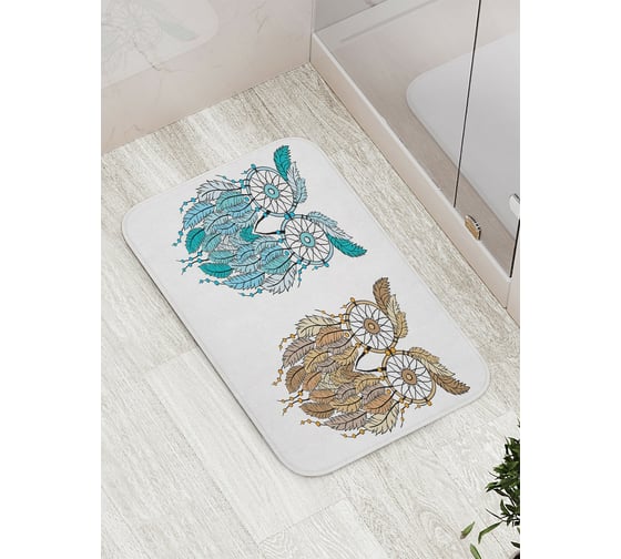 Коврик противоскользящий JoyArty "Сова ловец снов" для ванной, сауны, бассейна, bath_15687