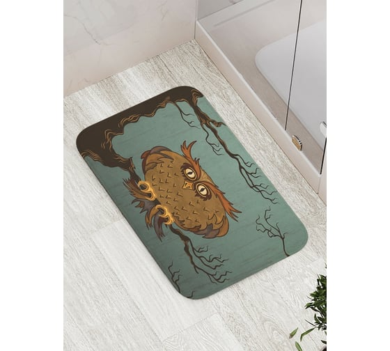 Коврик противоскользящий JoyArty "Испуганная сова" для ванной, сауны, бассейна, bath_15681 1
